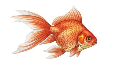 Fototapeta premium Isolated goldfish pet illustration aquarium fish aquatic animal orange goldfish drawing nature art design
