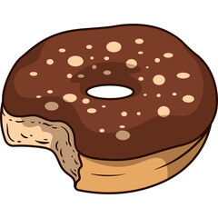 Chocolate Frosted Donut With Sprinkles And A Bite Taken Out On A Transparent Background