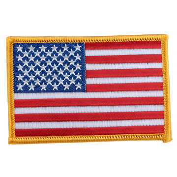 Embroidered American flag uniform patch isolated on a transparent background png