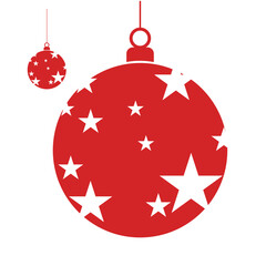 A Red Stars pattern on Christmas Ball Element Vector. and A Christmas Holiday Icon and Symbol Red Vector Illustration