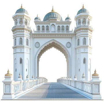 3D front view illustration of the Sultan Abdul Halim Muadzam Shah Bridge Malaysia monument isolated on a white transparent background.