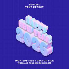 3d inflate happy new year 2026 bold text effect