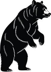 Powerful Bear Standing Rearing Vector Silhouette Design