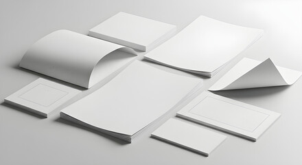Minimalist Blank White Paper on Gray Background