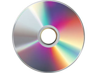 Shiny compact disc rainbow reflection data storage, Isolated On White Background, Png Transparent