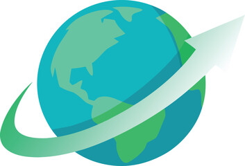 Global growth arrow around earth vector illustration scalable eps icon