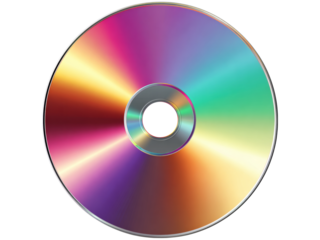 Colorful rainbow shimmering compact disc data storage, Isolated On White Background, Png Transparent