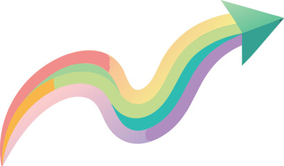 Abstract pastel rainbow wavy arrow vector illustration for growth and progress eps file