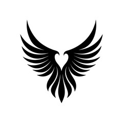 Fototapeta premium Stylized symmetrical wings design on transparent background silhouette