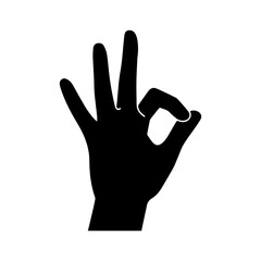 Obraz premium OK Hand Gesture Silhouette Symbol for Approval and Perfection Vector Illustration
