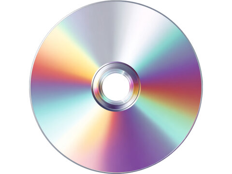 Shiny silver compact disc data storage media, Isolated On White Background, Png Transparent