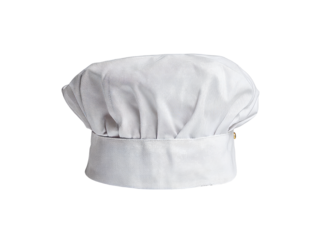 Classic white chef hat culinary cooking professional uniform, Isolated On White Background, Png Transparent