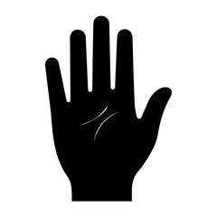 Fototapeta premium Human Hand Silhouette with Open Palm and Fingers Spread on White Background Vector Illustration