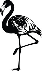 Minimalist Black and White Flamingo Silhouette Vector Illustration Tropical Bird Design