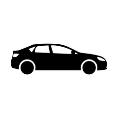 Naklejka premium Black Car Silhouette Icon Modern Vehicle Graphic Transportation Symbol Automobile Design Element Vector Vector Illustration