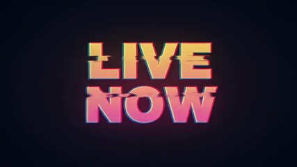 Abstract Glitch Live Now Text Animation Background