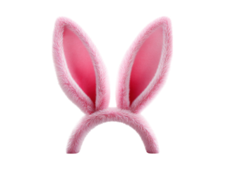 Fluffy pink bunny ears headband easter spring holiday, Isolated On White Background, Png Transparent