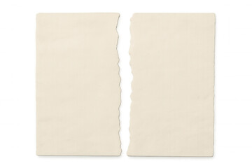 Fototapeta premium Torn beige blank paper separating two distinct areas, offering copy space for important messages or notes on transparent background