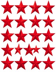 Obraz premium An arrangement of red, five-pointed stars, varying in size, are arranged on a white background