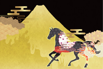 午　年賀状　干支　背景