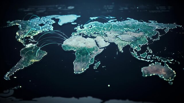 Abstract Global Network Connections Digital World Map Background