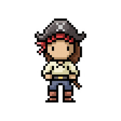 Fototapeta premium Pixel Art Pirate Crew Ship Character