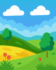 Fototapeta premium Oil painting of summer meadow and sky background