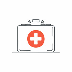 Obraz premium Essential emergency medical kit icon, a minimalist graphic illustrating health care readiness and safety supplies for immediate assistance and well-being support for public health