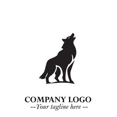Wolf Logo Symbol in Black on the White Background Minimalist Wild Animal Vector Illustration