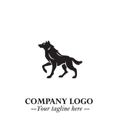 Wolf Logo Symbol in Black on the White Background Minimalist Wild Animal Vector Illustration
