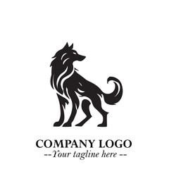 Wolf Logo Symbol in Black on the White Background Minimalist Wild Animal Vector Illustration
