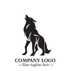 Wolf Logo Symbol in Black on the White Background Minimalist Wild Animal Vector Illustration