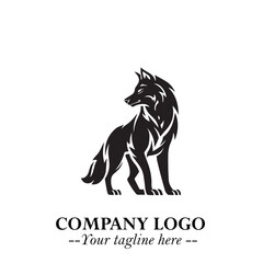 Wolf Logo Symbol in Black on the White Background Minimalist Wild Animal Vector Illustration