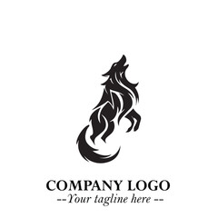 Wolf Logo Symbol in Black on the White Background Minimalist Wild Animal Vector Illustration