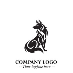 Wolf Logo Symbol in Black on the White Background Minimalist Wild Animal Vector Illustration