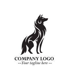 Wolf Logo Symbol in Black on the White Background Minimalist Wild Animal Vector Illustration