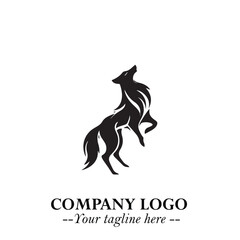 Wolf Logo Symbol in Black on the White Background Minimalist Wild Animal Vector Illustration