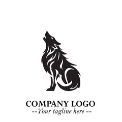 Wolf Logo Symbol in Black on the White Background Minimalist Wild Animal Vector Illustration