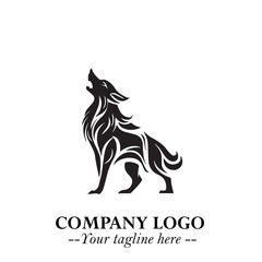 Wolf Logo Symbol in Black on the White Background Minimalist Wild Animal Vector Illustration