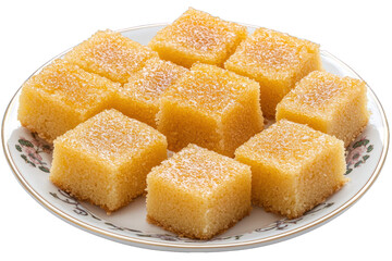 Basbousa semolina cake dessert recipe middle eastern sweets on transparent background