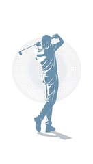 Stock illustration of a golf player silhouette or vector of a woman athlete in action hitting a ball during the sport game