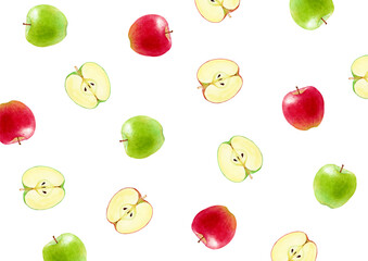 りんご　果物　背景 模様　水彩 イラスト

