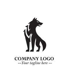 Wolf Logo Symbol in Black on the White Background Minimalist Wild Animal Vector Illustration
