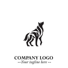 Wolf Logo Symbol in Black on the White Background Minimalist Wild Animal Vector Illustration