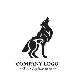 Wolf Logo Symbol in Black on the White Background Minimalist Wild Animal Vector Illustration