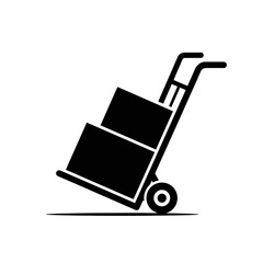 Luggage Trolley Icon – Airport Baggage Cart Silhouette Vector Illustration
