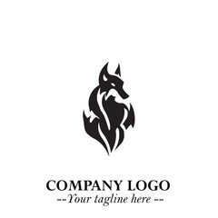 Wolf Logo Symbol in Black on the White Background Minimalist Wild Animal Vector Illustration