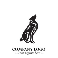 Wolf Logo Symbol in Black on the White Background Minimalist Wild Animal Vector Illustration