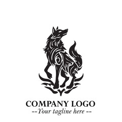 Wolf Logo Symbol in Black on the White Background Minimalist Wild Animal Vector Illustration