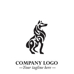 Wolf Logo Symbol in Black on the White Background Minimalist Wild Animal Vector Illustration